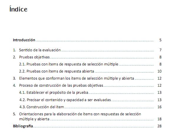 indice de elaboración de items