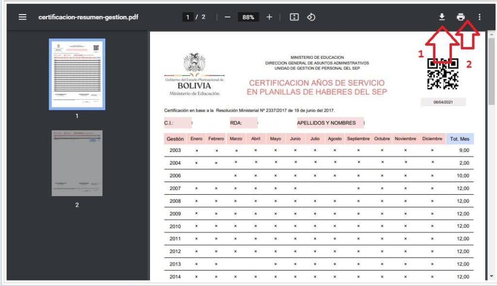 paso 3 para generar Certificación Años De Servicio