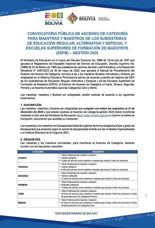 CONVOCATORIA EXAMEN DE ASCENSO 2025